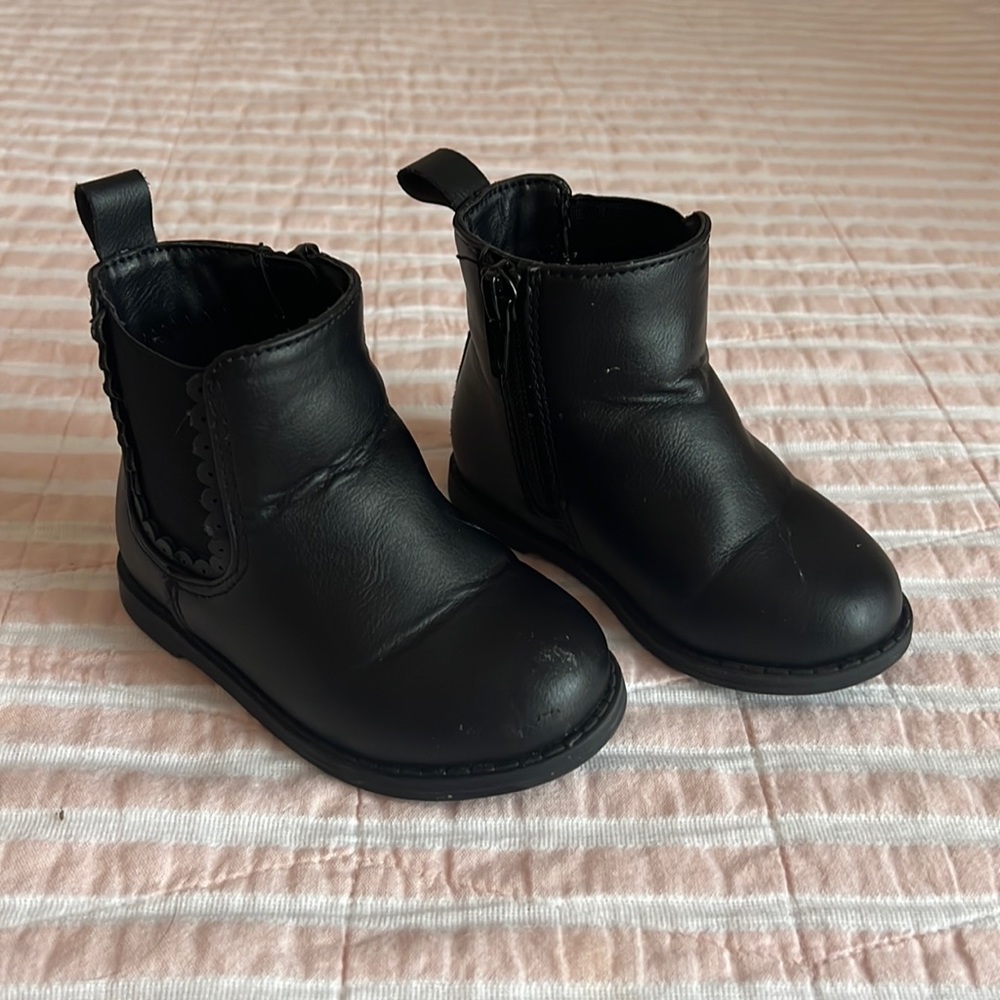OLD NAVY TODDLER GIRLS BLACK LEATHER BOOTS